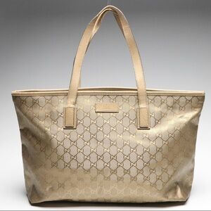 Gucci Metallic GG Imprime Coated Canvas and Leather Joy Tote